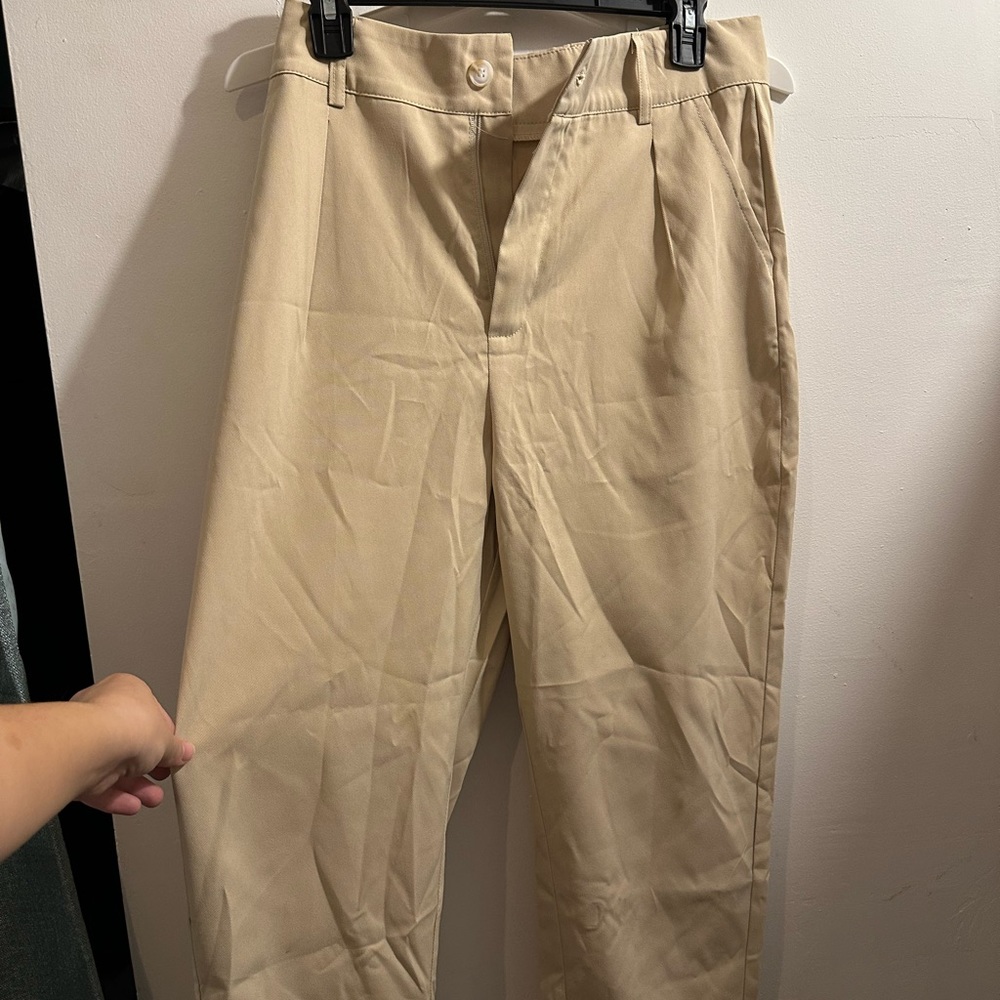 Cream casual formal pants